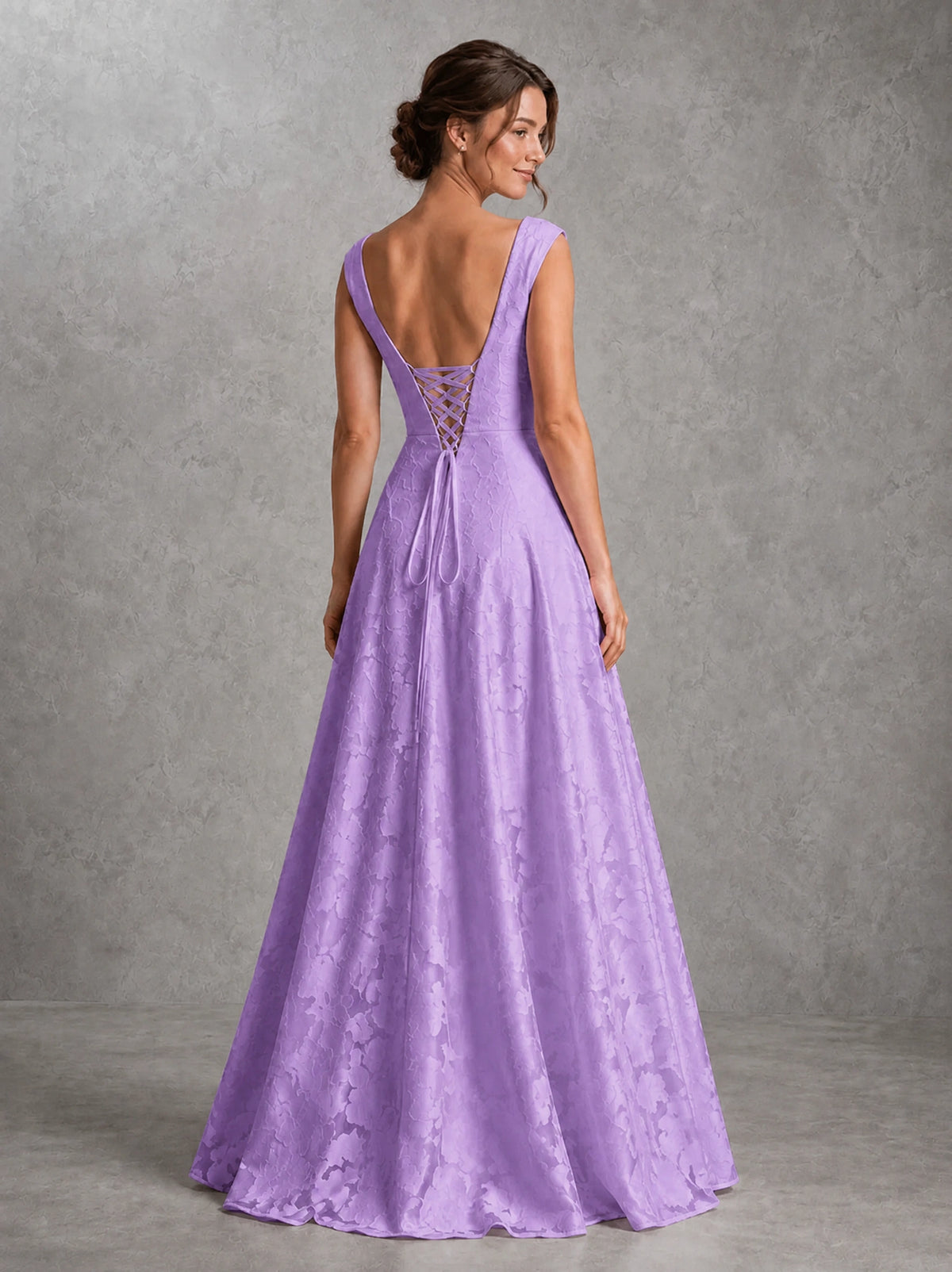 Blush Pink Lace Applique A-Line Bridesmaid Dress