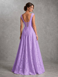 Blush Pink Lace Applique A-Line Bridesmaid Dress
