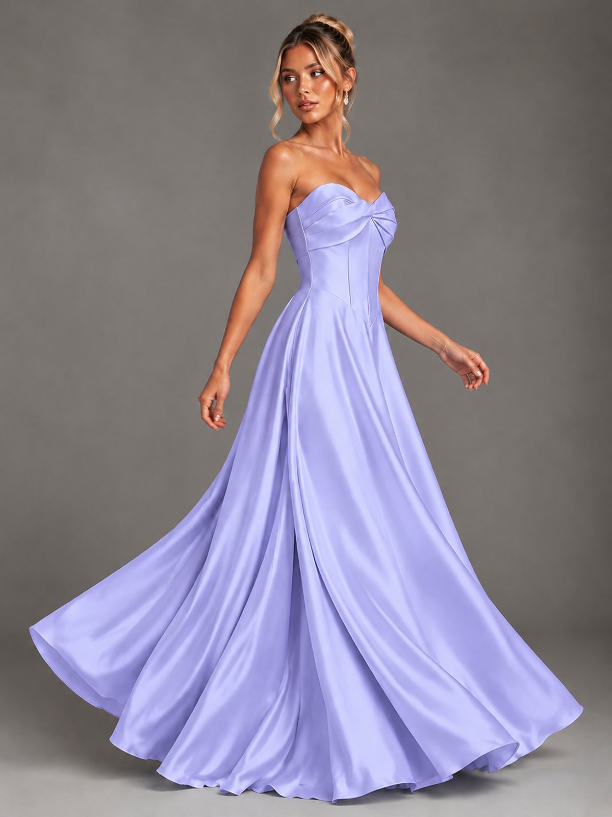 Sweetheart Neck Strapless Satin A-Line Prom Dress