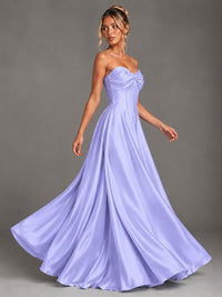 Sweetheart Neck Strapless Satin A-Line Prom Dress