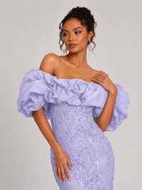 Sequin Off-Shoulder Ruffle Mermaid Prom Dress