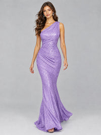 Sequin Mermaid One Shoulder Prom Dress Long formal Gown