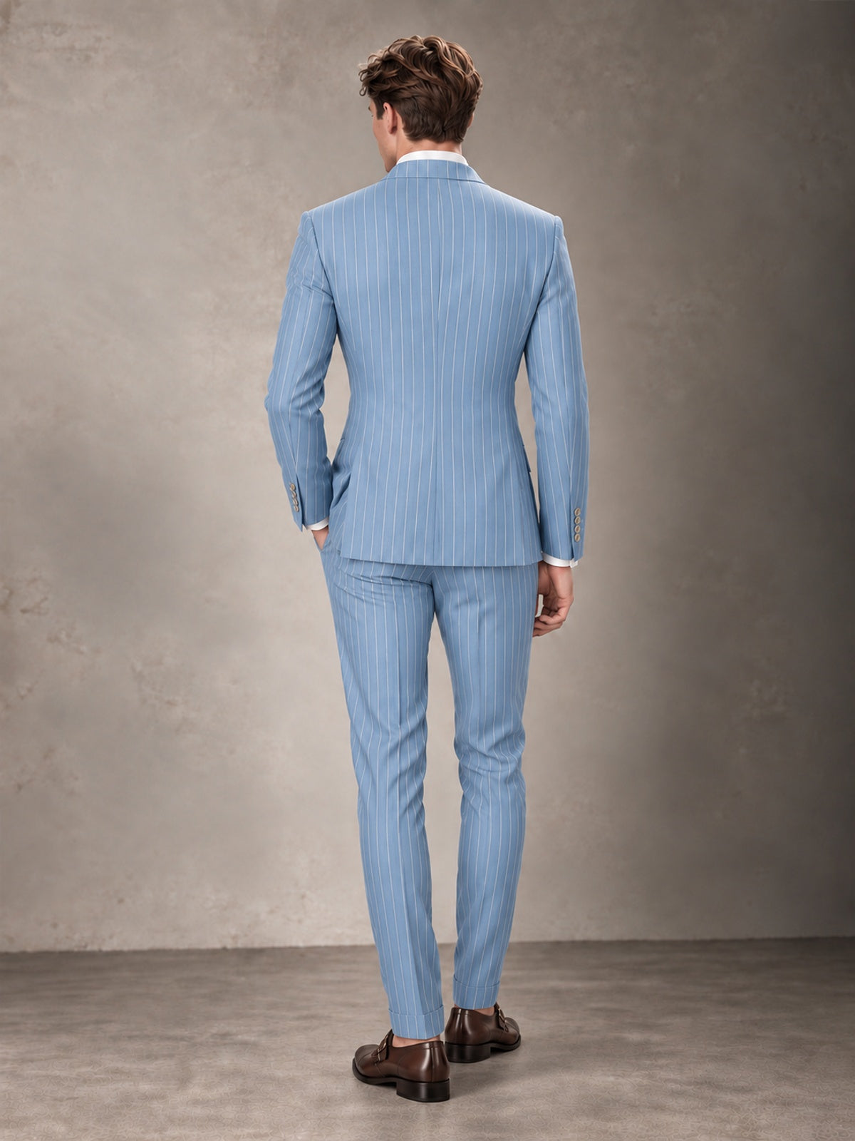 Double Breasted Pinstripe Men's Suit 2 Piece (Jacket & Pants) for Wedding & Formal Prom