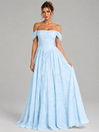 Off Shoulder Jacquard A-Line Maxi Dress