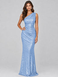 Sequin Mermaid One Shoulder Prom Dress Long formal Gown