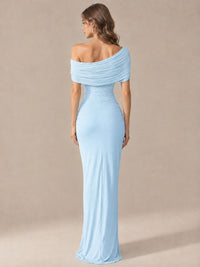 Elegant Draped Off Shoulder Ruched Mermaid Chiffon Formal Evening Gown