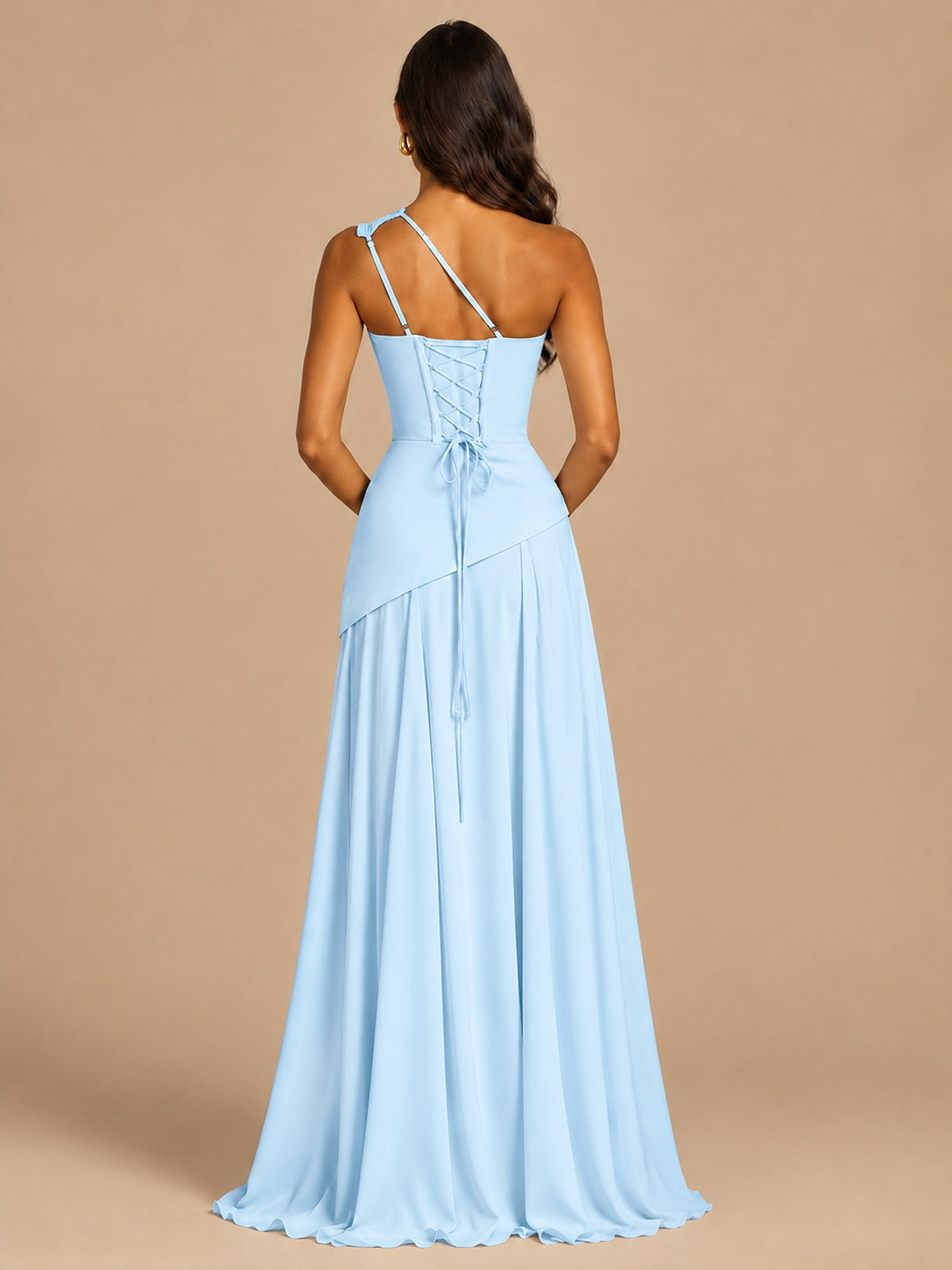 One Shoulder Prom Dress A-line Ruched Women Wedding Formal Gowns