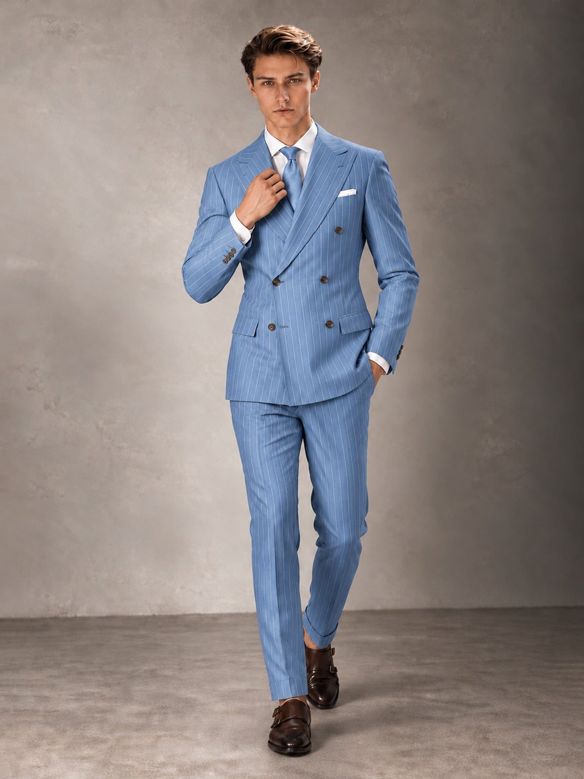 Double Breasted Pinstripe Men's Suit 2 Piece (Jacket & Pants) for Wedding & Formal Prom