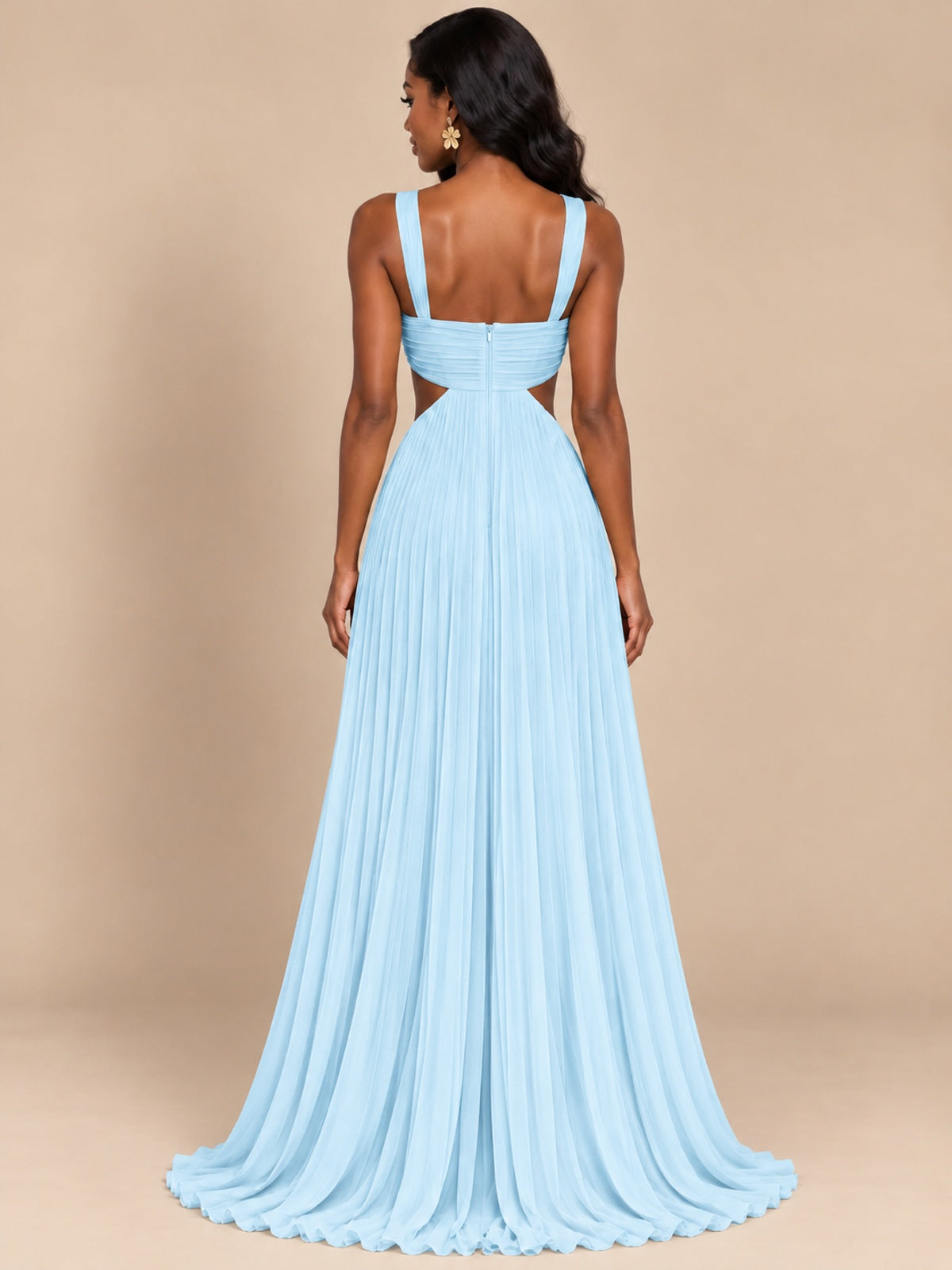 Butter Yellow Pleated Cutout Maxi Dress