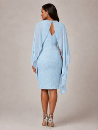 Floral Sheath Mother of the Bride Dress with Cape Overlay