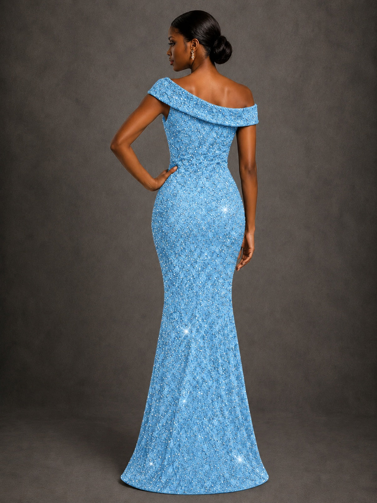 Sequin Off Shoulder Mermaid Prom Dress