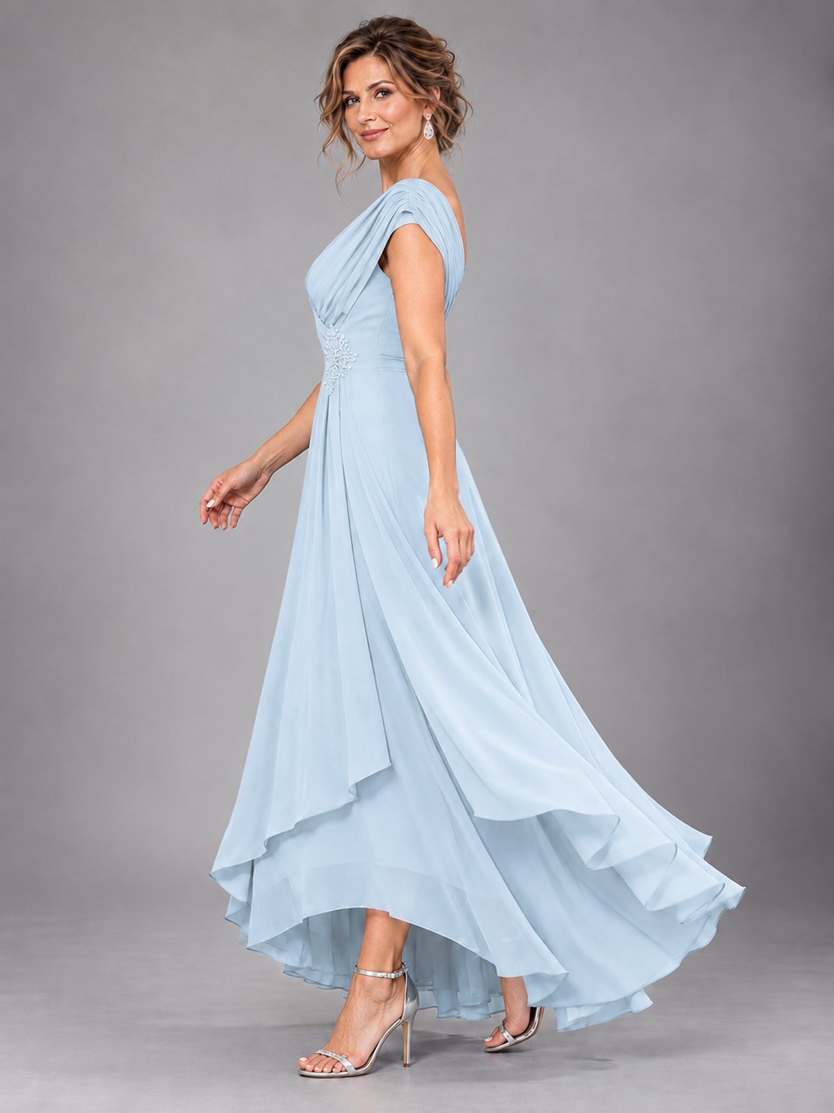 Cap Sleeve Chiffon A-Line Mother of the Bride Dress