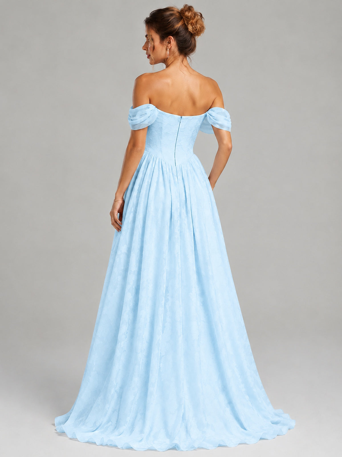 Off Shoulder Jacquard A-Line Maxi Dress