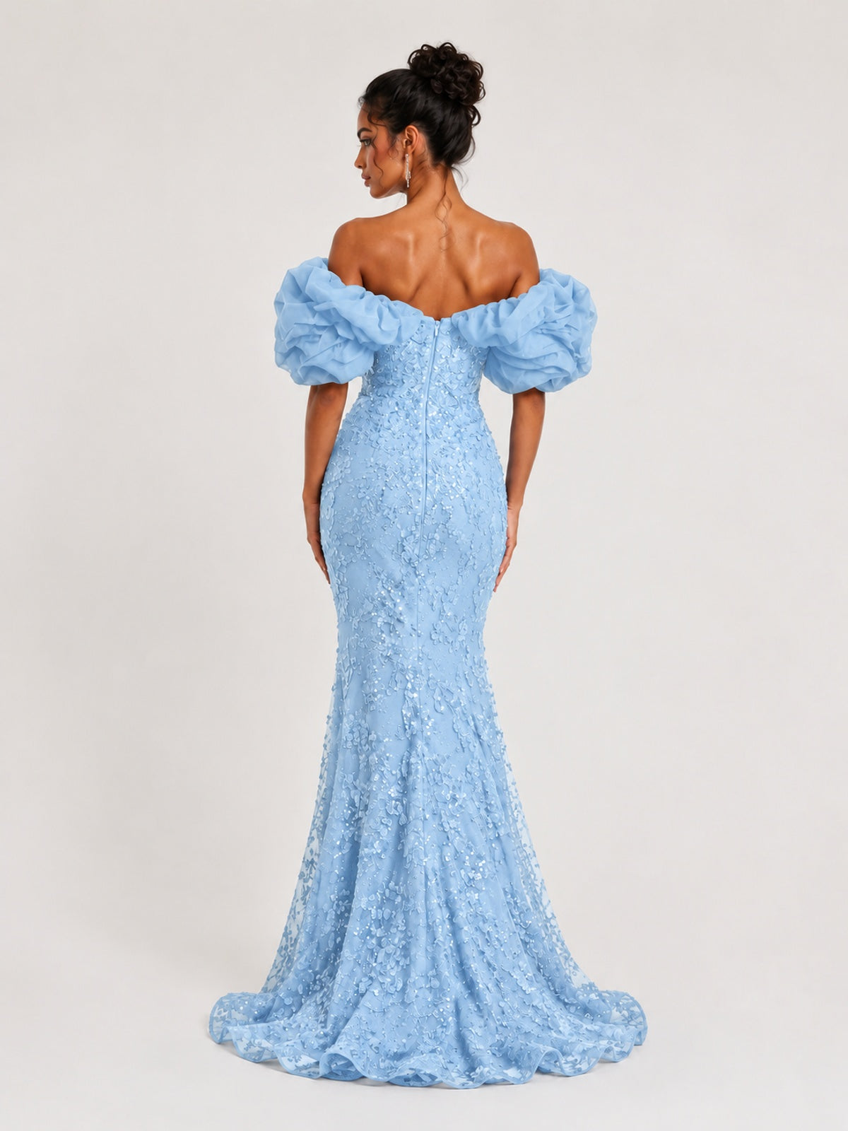 Sequin Off-Shoulder Ruffle Mermaid Prom Dress