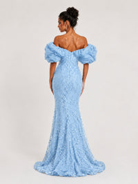 Sequin Off-Shoulder Ruffle Mermaid Prom Dress