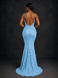 Sequin Mermaid Prom Dress with Floral Applique