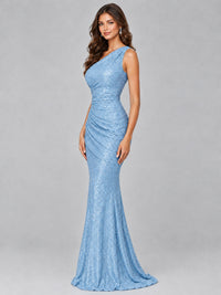 Sequin Mermaid One Shoulder Prom Dress Long formal Gown