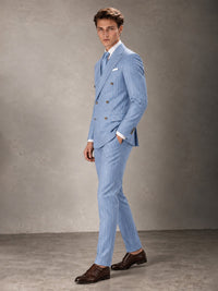 Double Breasted Pinstripe Men's Suit 2 Piece (Jacket & Pants) for Wedding & Formal Prom