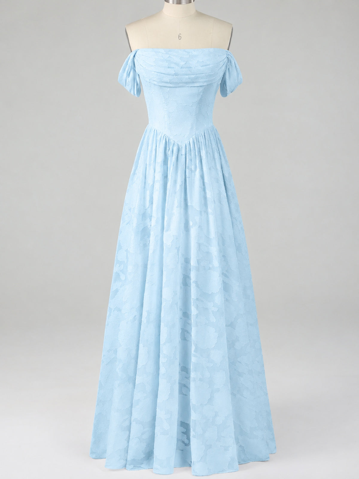 Off Shoulder Jacquard A-Line Maxi Dress
