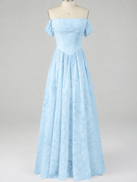 Off Shoulder Jacquard A-Line Maxi Dress