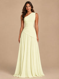 One Shoulder Prom Dress A-line Ruched Women Wedding Formal Gowns