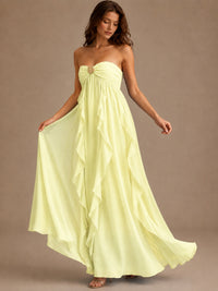 Srapless Sweetheart Chiffon Prom Dress Ruffle Formal Evening Gown