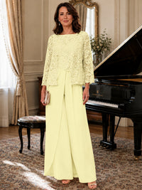Elegant 3-Piece Chiffon Mother of the Bride Pantsuit with Floral Applique Jacket