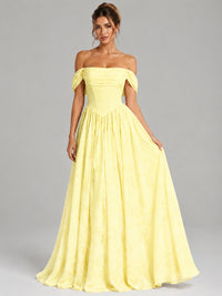 Off Shoulder Jacquard A-Line Maxi Dress