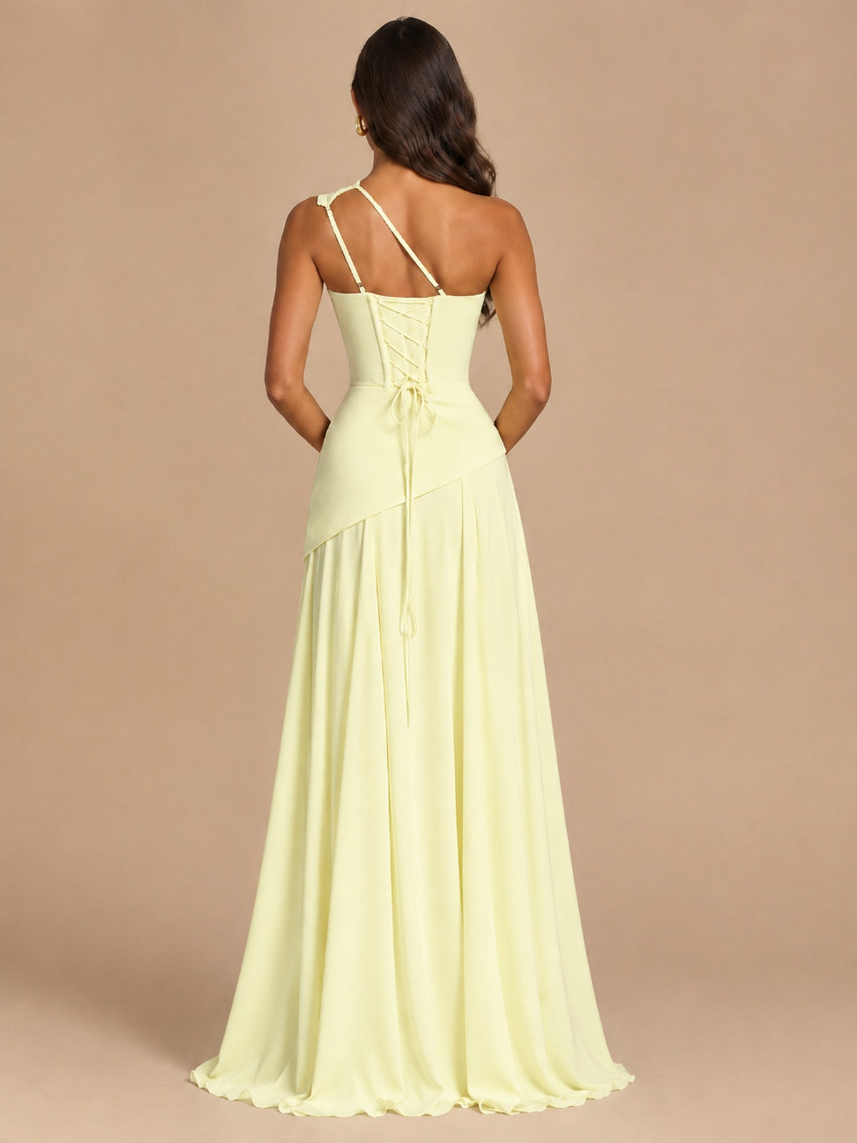 One Shoulder Prom Dress A-line Ruched Women Wedding Formal Gowns