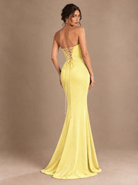Emerald Green Strapless Mermaid Prom Dress with 3D Rose & Keyhole Cutout