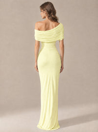 Elegant Draped Off Shoulder Ruched Mermaid Chiffon Formal Evening Gown