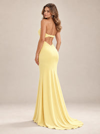 Light Blue Strapless Sweetheart Mermaid Prom Dress with Pleated Bodice