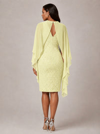 Floral Sheath Mother of the Bride Dress with Cape Overlay