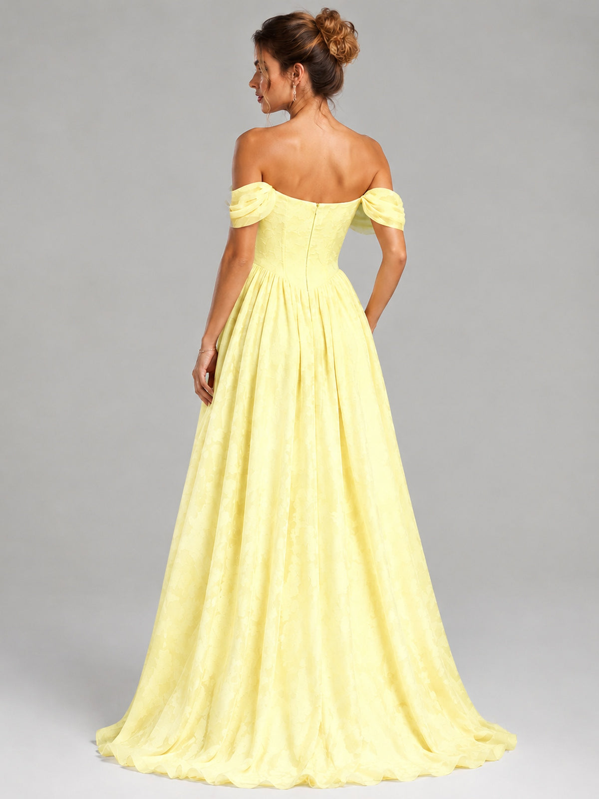 Off Shoulder Jacquard A-Line Maxi Dress