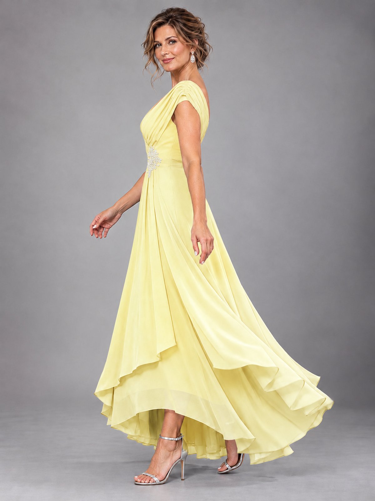 Cap Sleeve Chiffon A-Line Mother of the Bride Dress