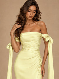 Off The Shuolder Satin Prom Dress Slit Mermaid Formal Gowns