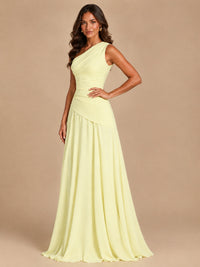 One Shoulder Prom Dress A-line Ruched Women Wedding Formal Gowns