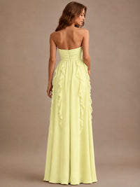 Srapless Sweetheart Chiffon Prom Dress Ruffle Formal Evening Gown