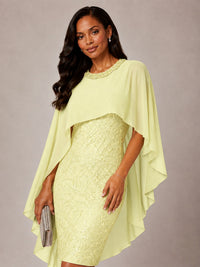 Floral Sheath Mother of the Bride Dress with Cape Overlay