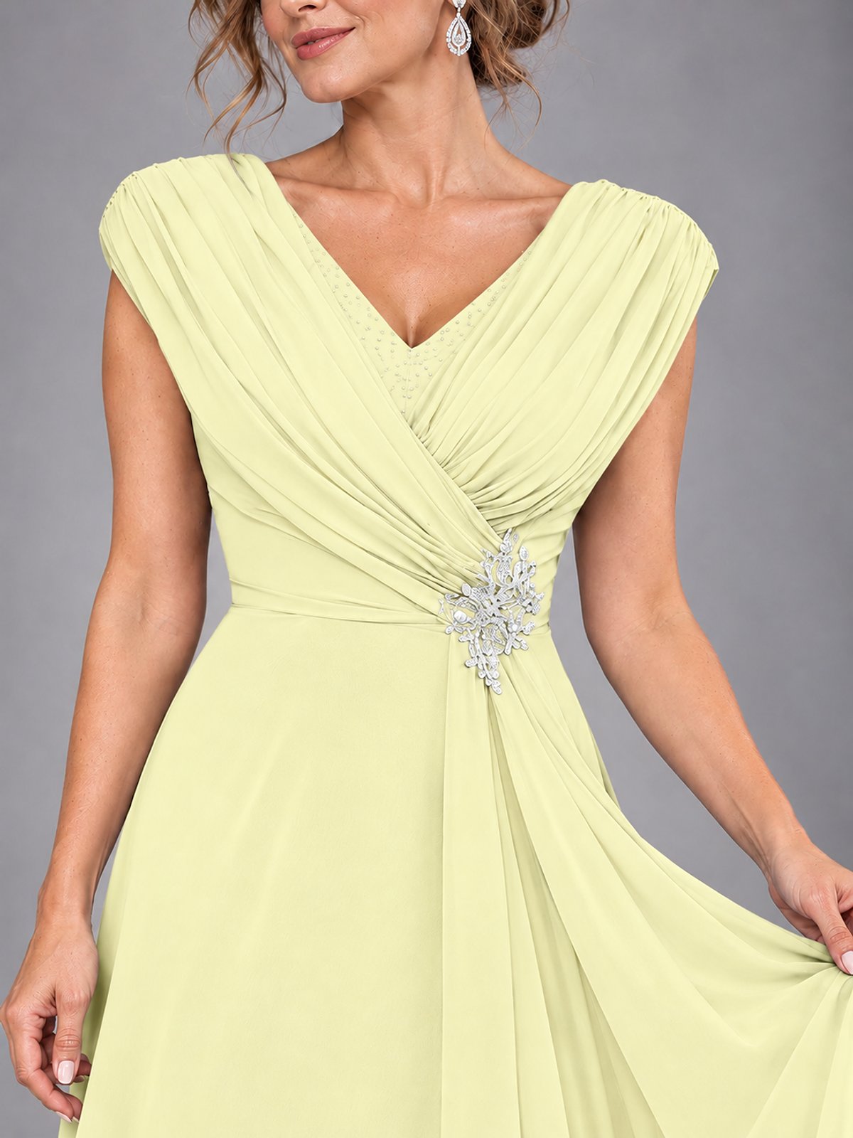 Cap Sleeve Chiffon A-Line Mother of the Bride Dress