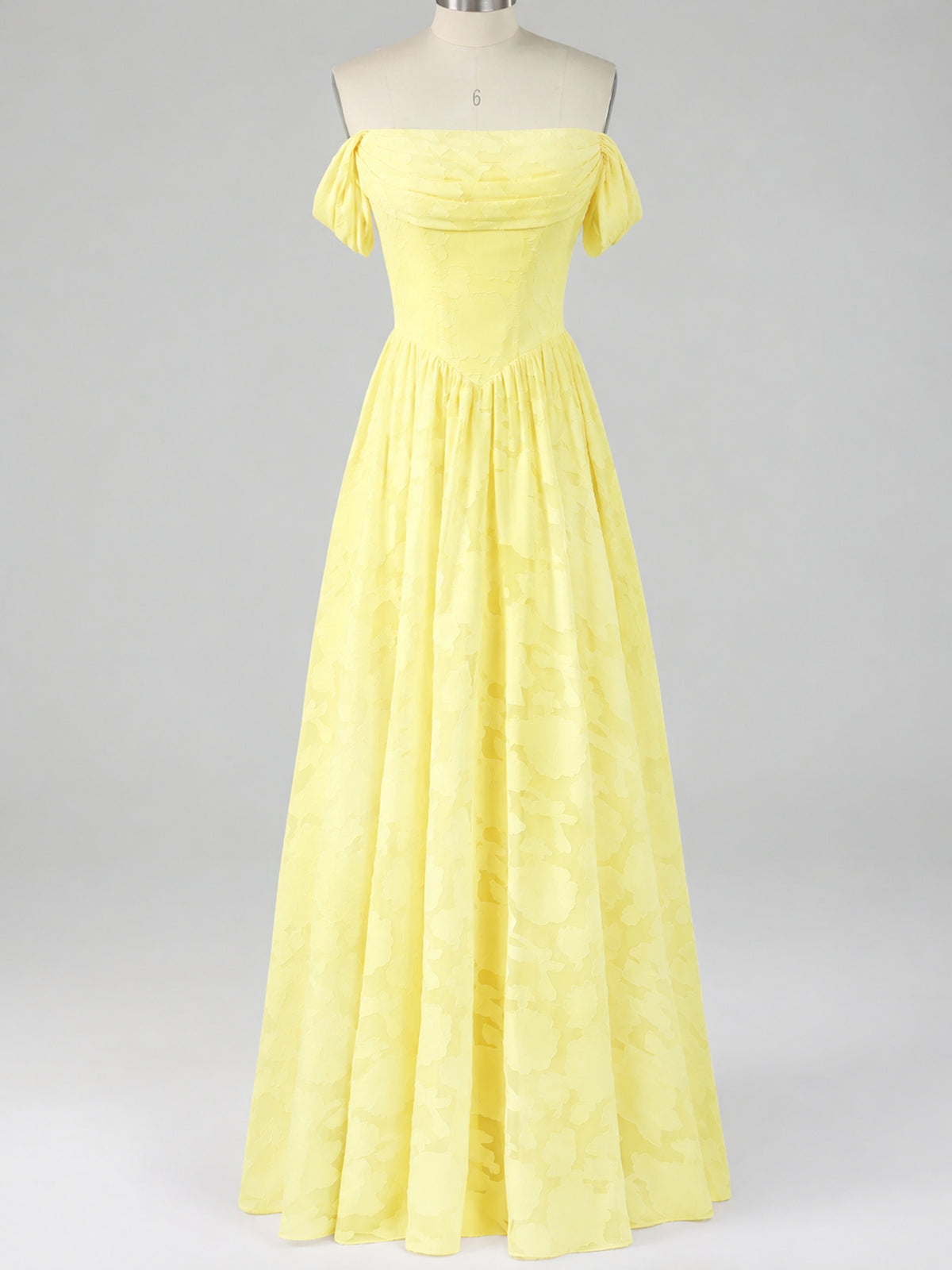 Off Shoulder Jacquard A-Line Maxi Dress