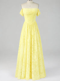 Off Shoulder Jacquard A-Line Maxi Dress