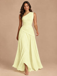 One Shoulder Prom Dress A-line Ruched Women Wedding Formal Gowns