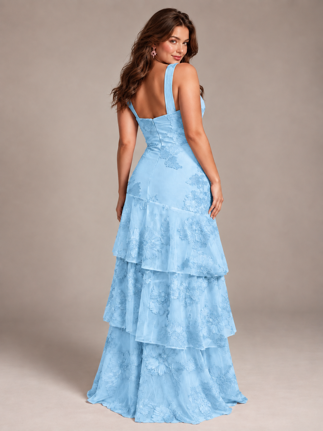 Hot Pink Halter Floral Applique Maxi Dress
