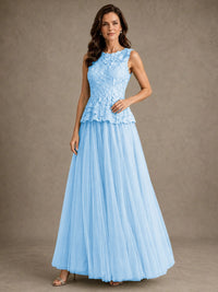A-Line Chiffon Mother of the Bride Dress with Lace Appliques