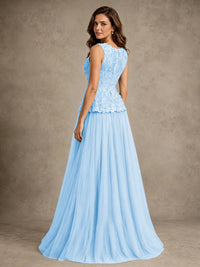 A-Line Chiffon Mother of the Bride Dress with Lace Appliques