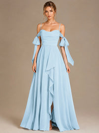 A-Line Ruffles Chiffon Bridesmaid Dress with Slit