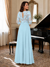 Lace Applique Wide-Leg Chiffon Mother of the Bride Jumpsuit