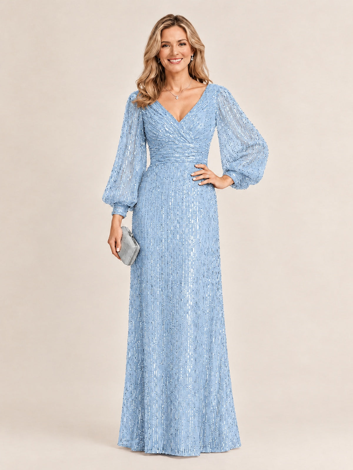 Sparkle Sequin Mother of The Bride Dresses with Long Sleeves