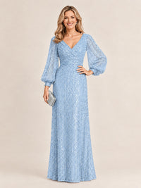 Sparkle Sequin Mother of The Bride Dresses with Long Sleeves